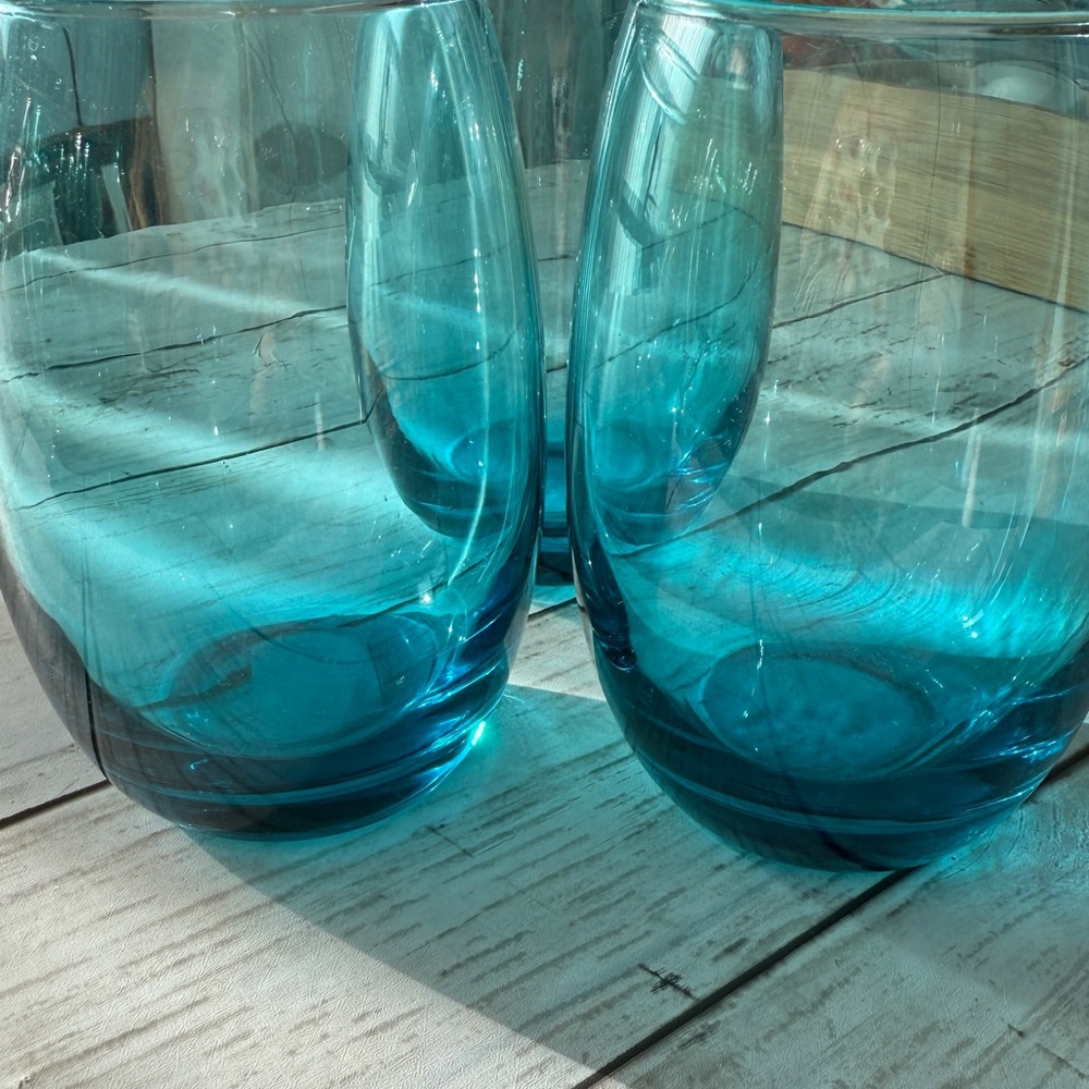 Set of Blue Glass Tumblers